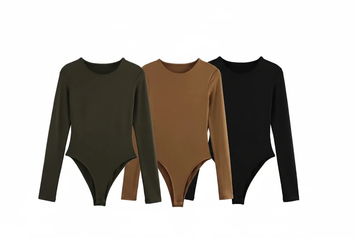 Bodysuit "Bustier-Knit" Manga Larga